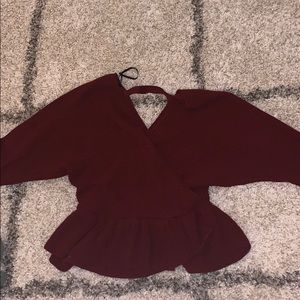 SHEIN - Burgundy V Neck Sweater